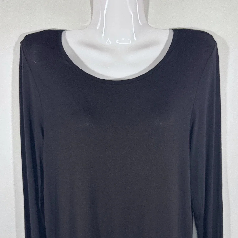 Michael Kors‎ Womens Black Fringe Grommet Long Sleeve Top Scoop Neck Small